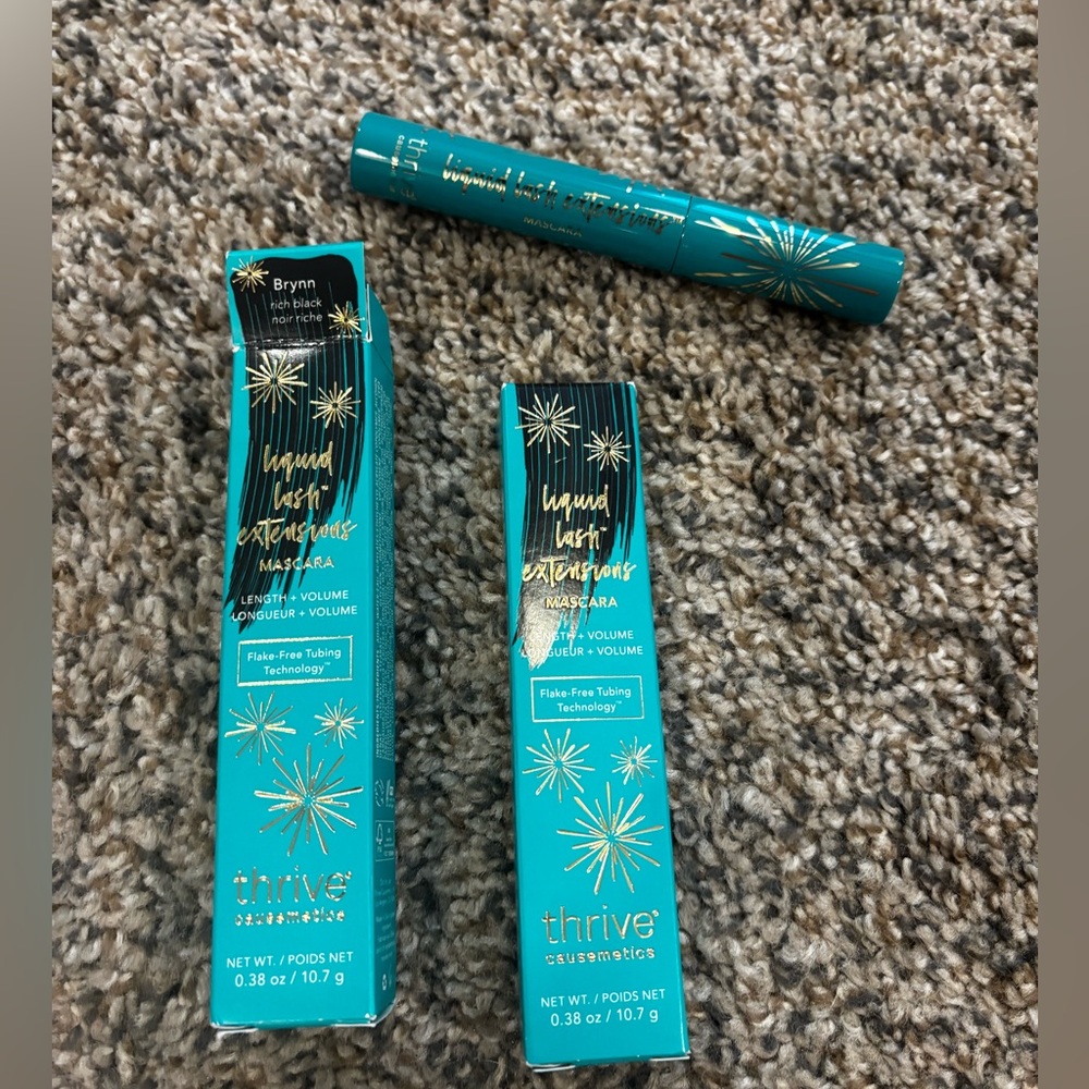 2 NEW black thrive cause metics tubing mascara